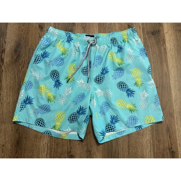 RAINFOREST Other - Rainforest Shorts Mens Medium Swim Trunks Blue Green Yellow Tie Waist Pineapples
